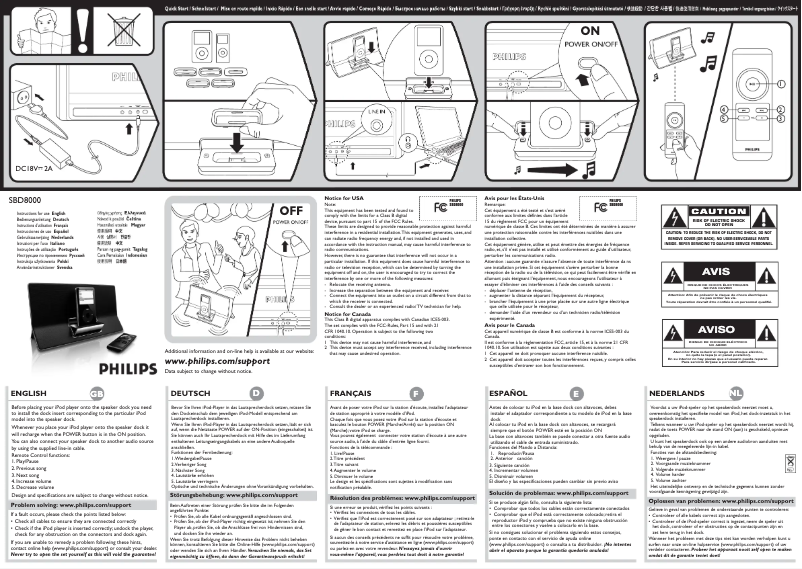 Page 1 de la notice Manuel utilisateur Philips SBD8000