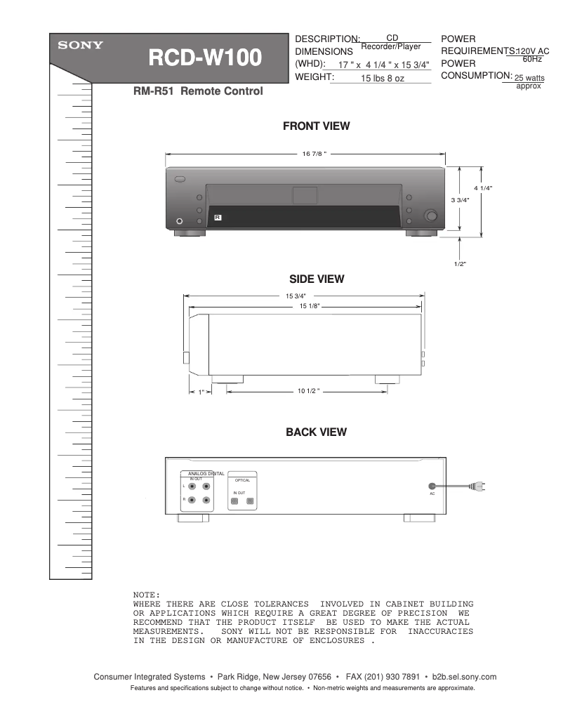 Page 1 de la notice Guide d'installation Sony RCD-W100
