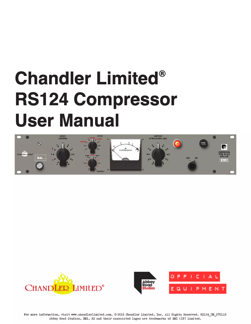 Page n°1 - Manuel utilisateur Chandler Abbey Road RS124