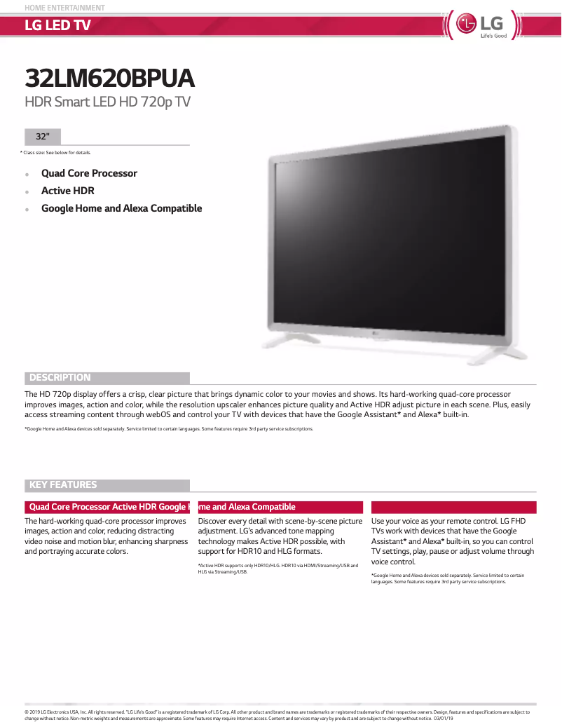 Page n°1 - Manuel utilisateur LG LM620B