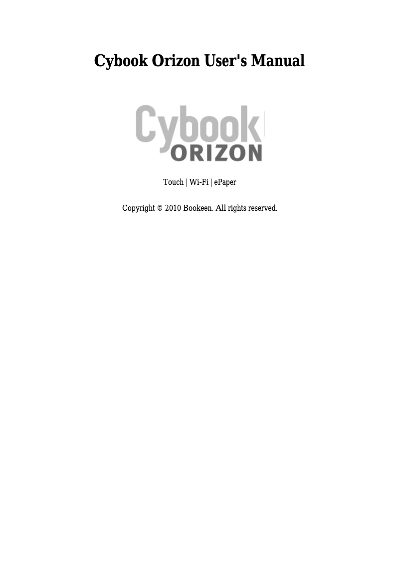 Image de la première page du manuel de l'appareil Cybok Orizon