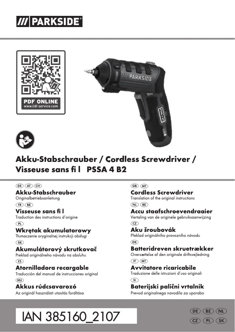 Page 1 de la notice Manuel utilisateur Parkside PSSA 3.6 C3