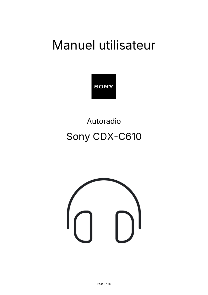 Image de la première page du manuel de l'appareil CDX-C610