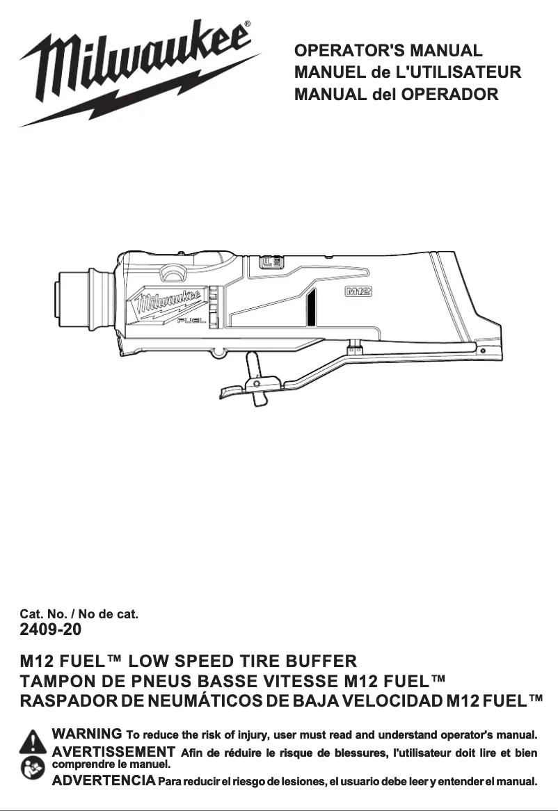 Page 1 de la notice Manuel utilisateur Milwaukee 2409-20