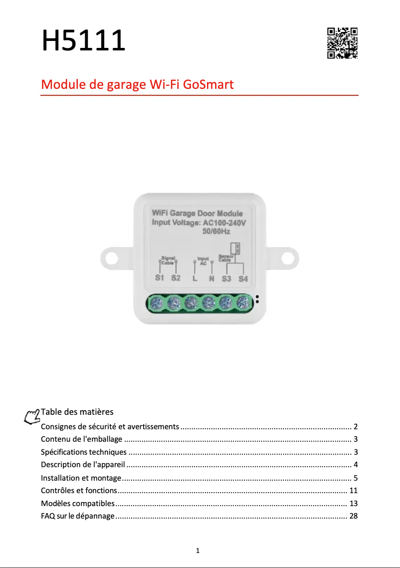 Image de la première page du manuel de l'appareil H5111