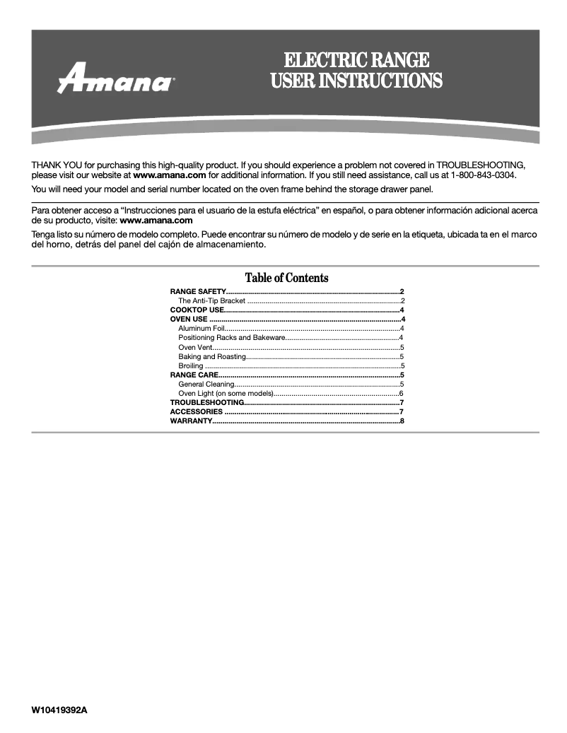 Page n°1 - Manuel utilisateur Amana ACR3130BAW