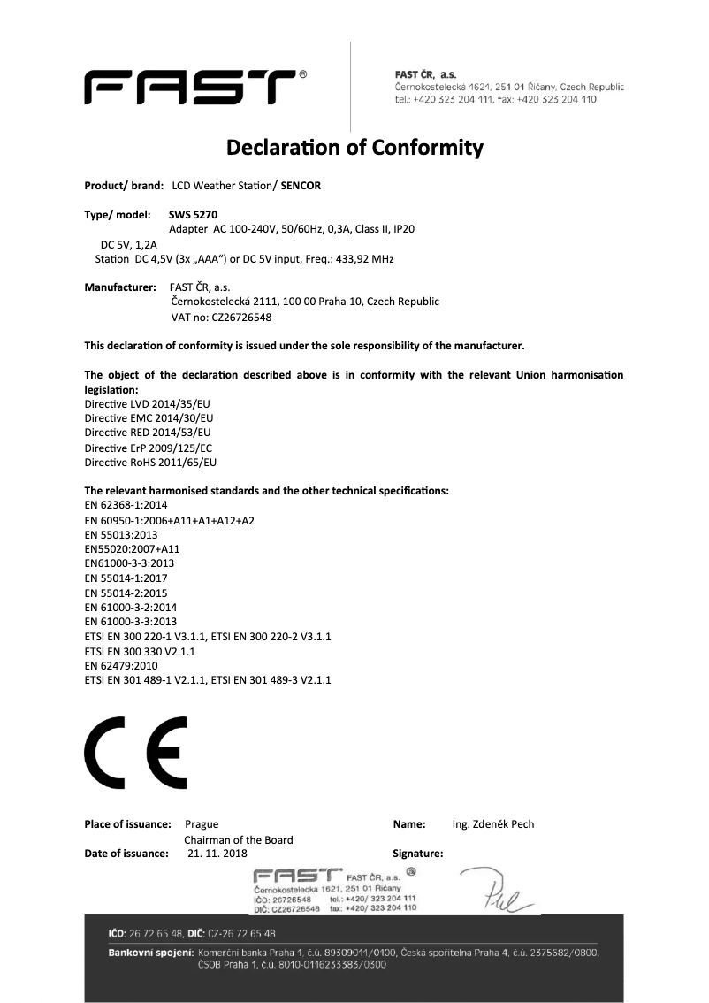 Imagen de la primera página del manual del dispositivo SWS 5270