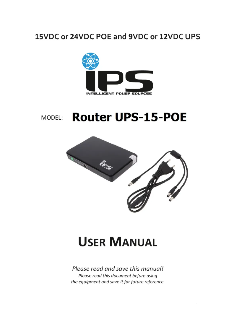 Page n°1 - Manuel utilisateur IPS UPS-15-POE