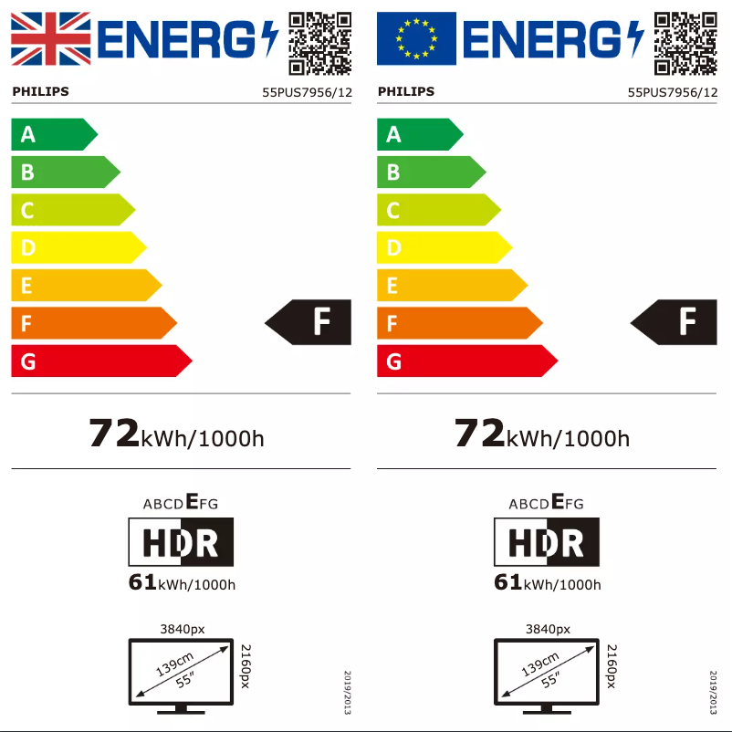 Page n°1 - Label énergétique Philips 55PUS7956