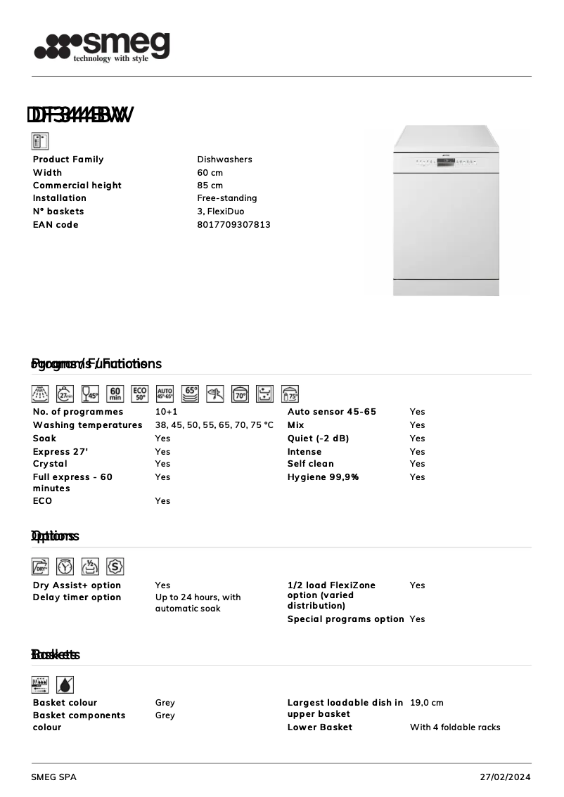 Image de la première page du manuel de l'appareil DF344BW
