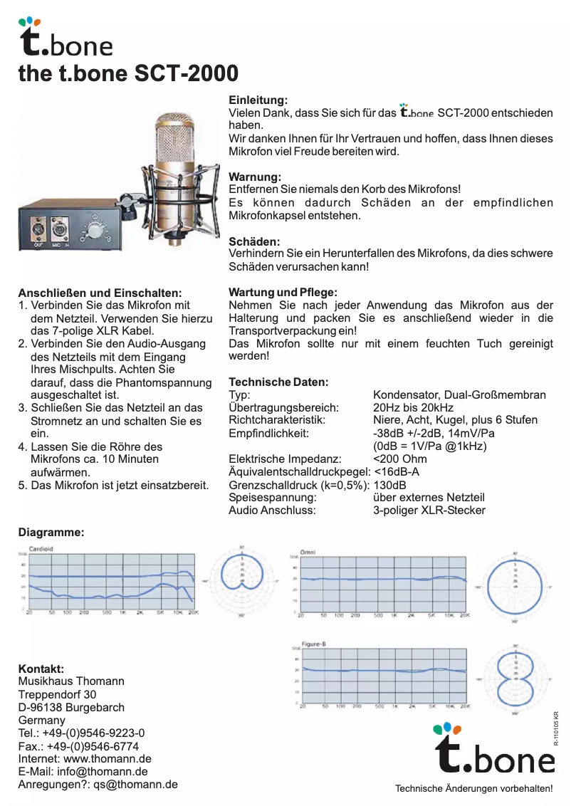 Page 1 de la notice Manuel utilisateur the t.bone SCT-2000