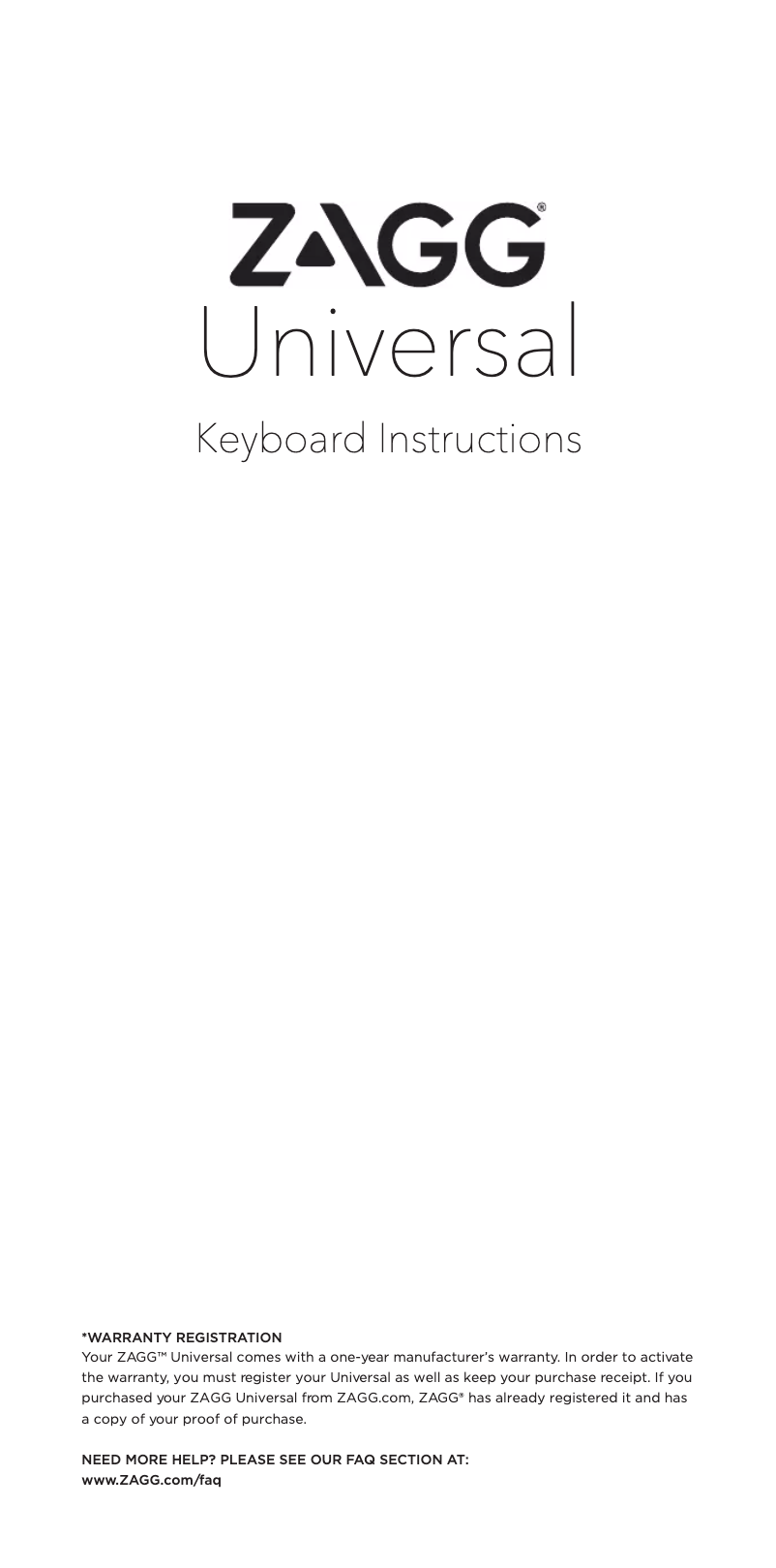 Page n°1 - Manuel utilisateur Zagg Universal