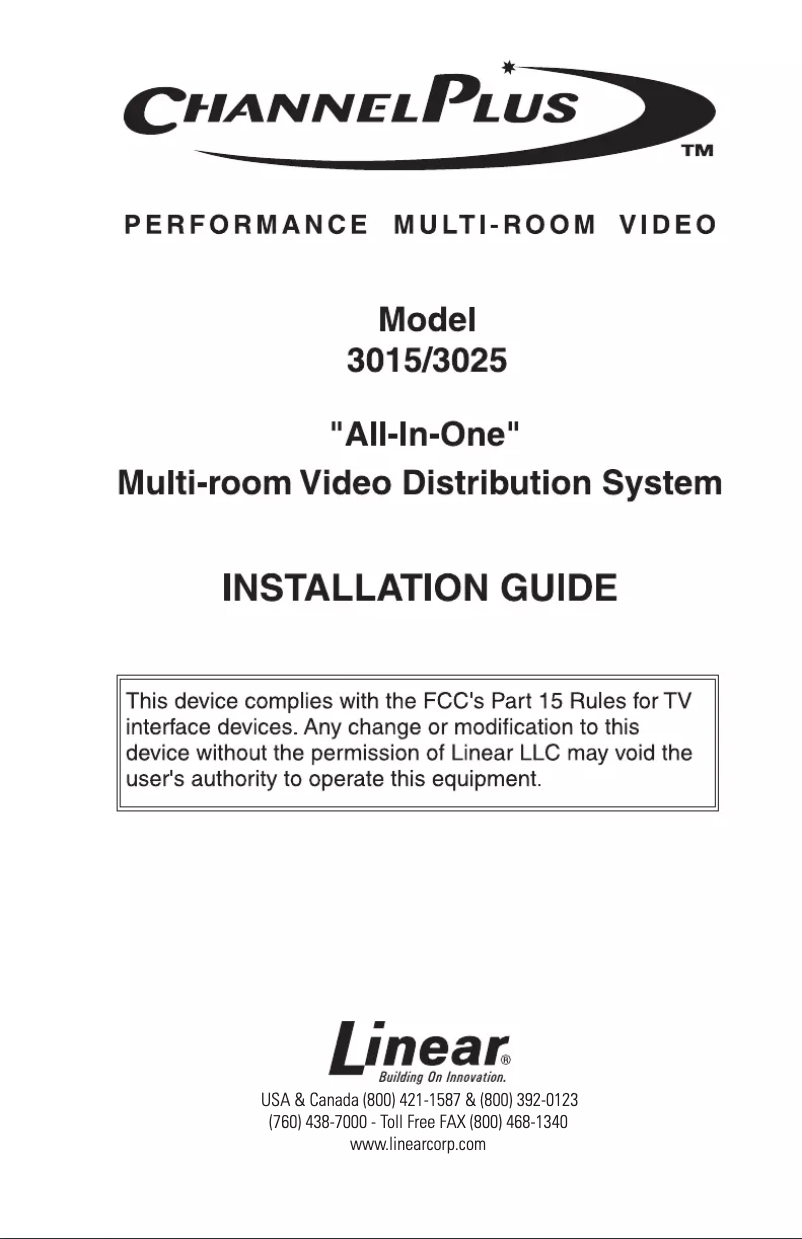 Page 1 de la notice Manuel utilisateur Linear 3025