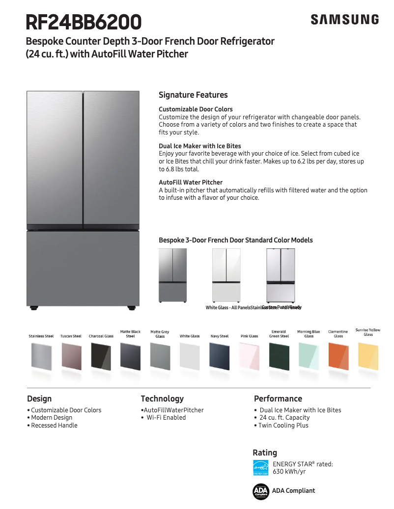 Página 1 del manual Ficha técnica Samsung RF24BB6200QL