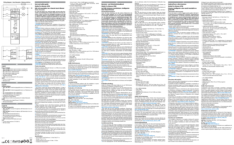 Page 1 de la notice Manuel utilisateur Shelly Pro Dimmer 2PM