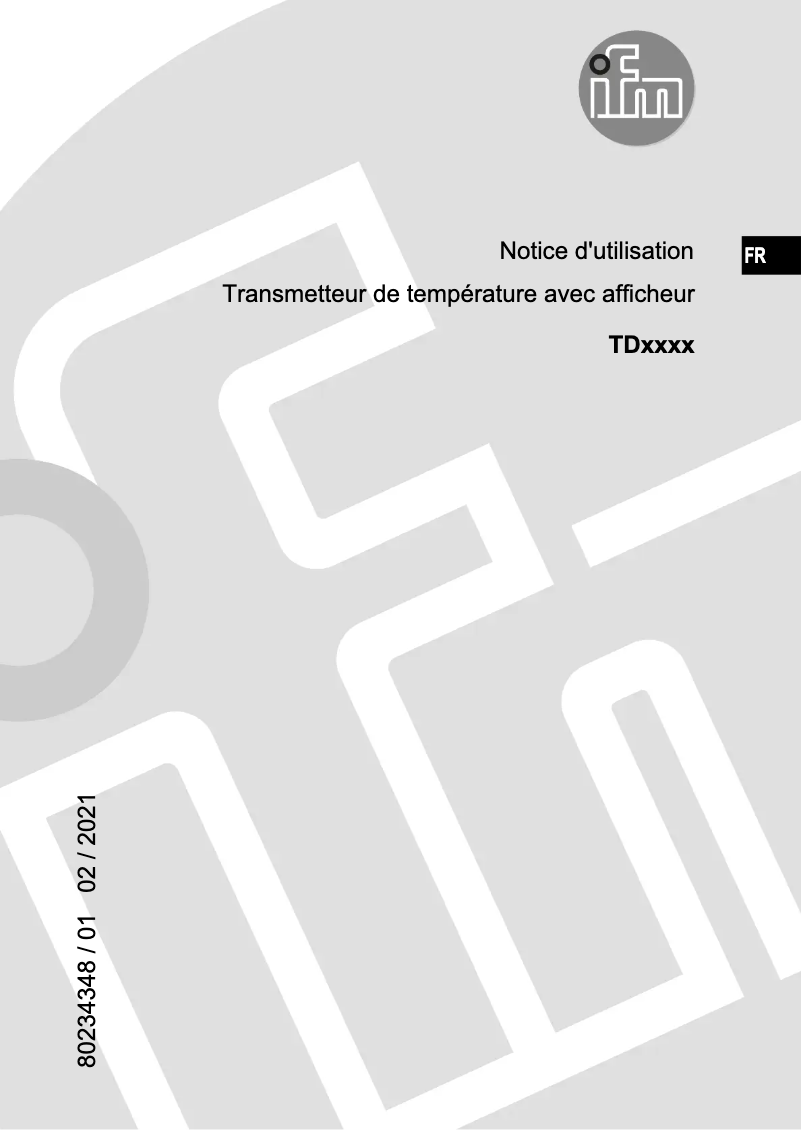 Page n°1 - Manuel utilisateur IFM TD2911