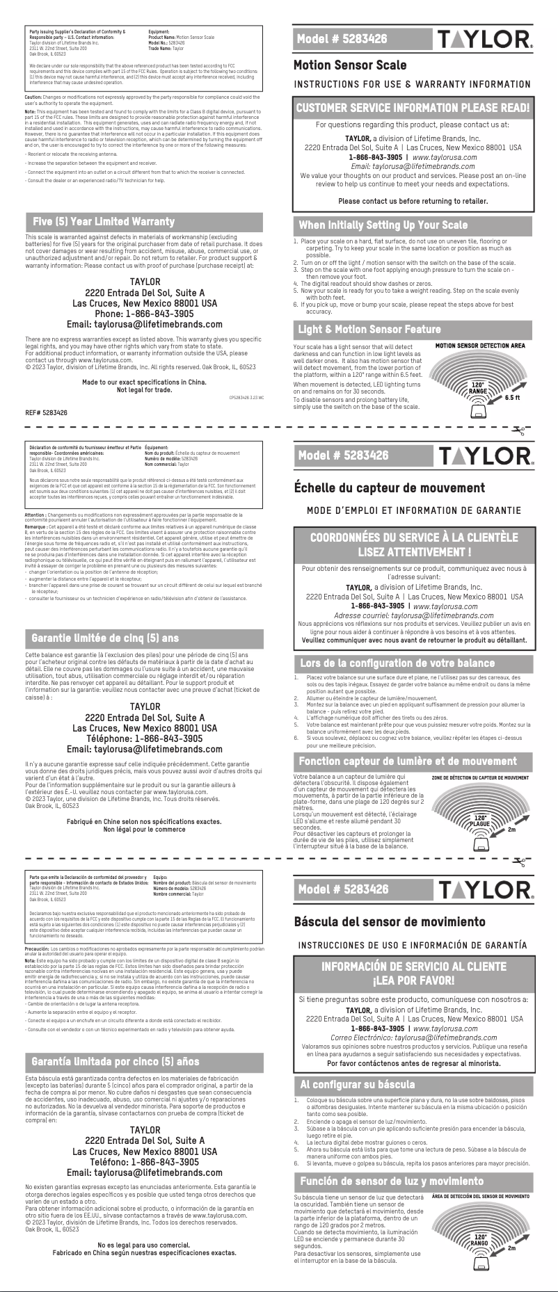 Page 1 de la notice Manuel utilisateur Taylor 5283426