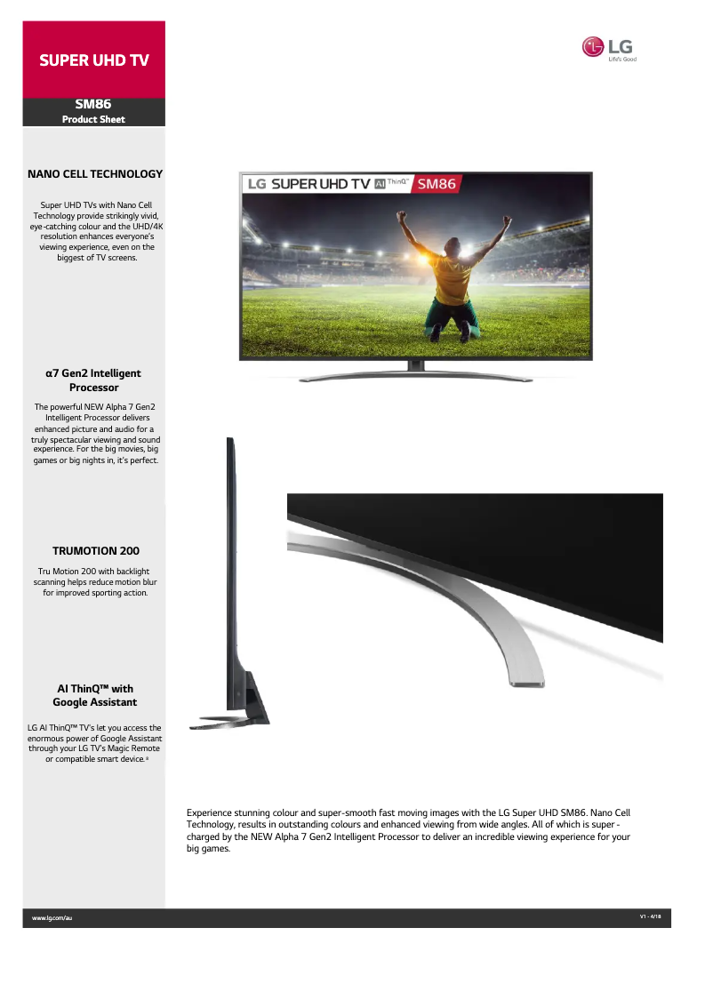 Imagen de la primera página del manual del dispositivo 75SM8600PTA