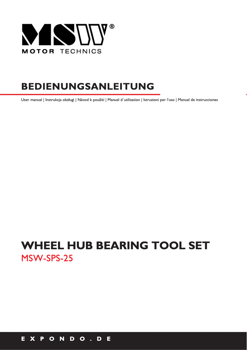 Page n°1 - Manuel utilisateur MSW MSW-SPS-25
