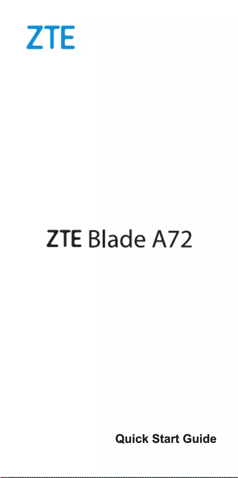 Page 1 de la notice Guide de démarrage rapide ZTE Blade A72