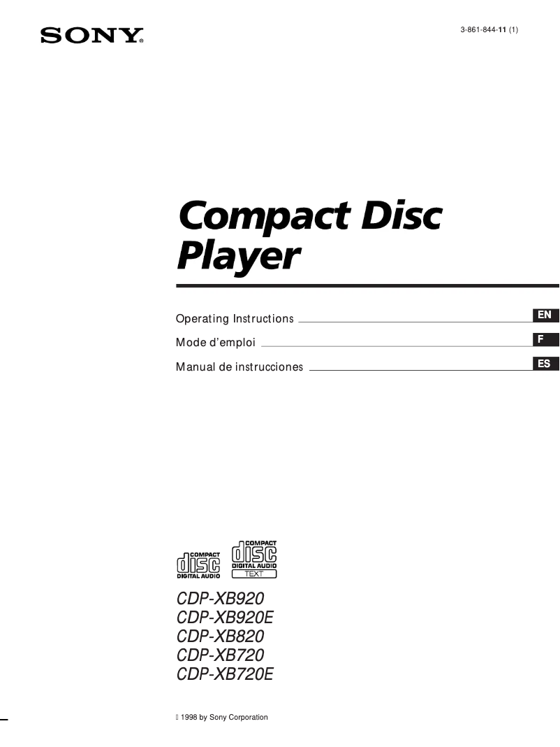 Imagen de la primera página del manual del dispositivo CDP-XB820