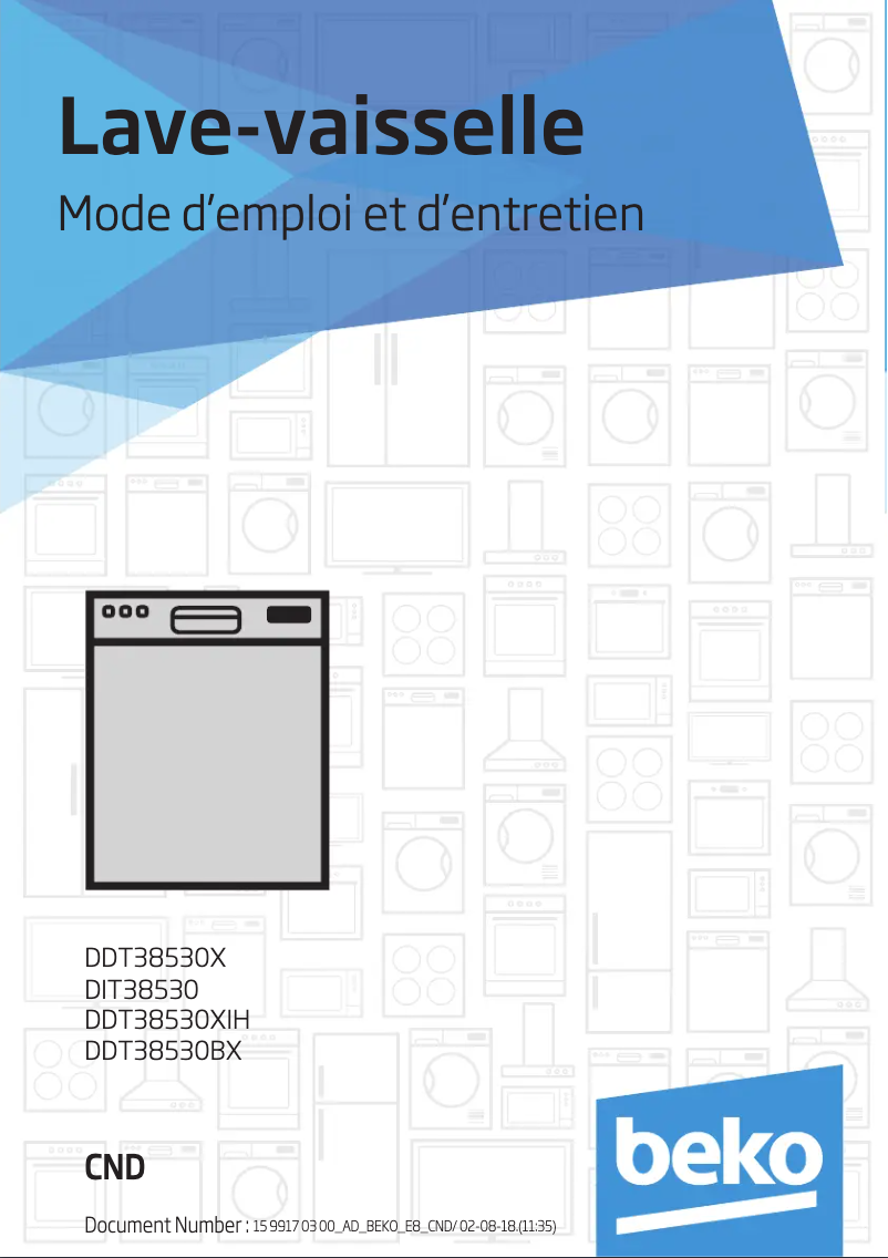 Page 1 de la notice Manuel utilisateur Beko DDT38530XIH