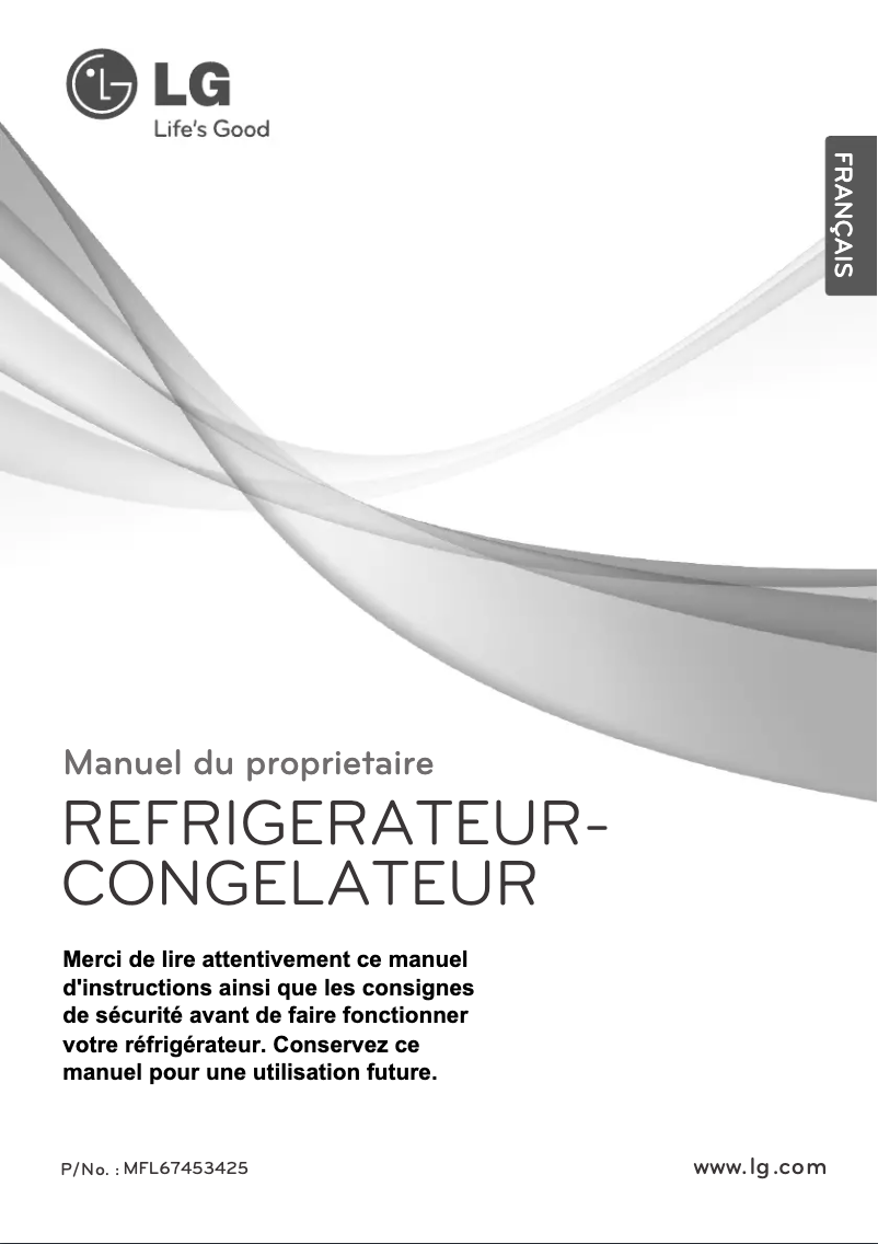 Page 1 de la notice Manuel utilisateur LG GN-B492GQC