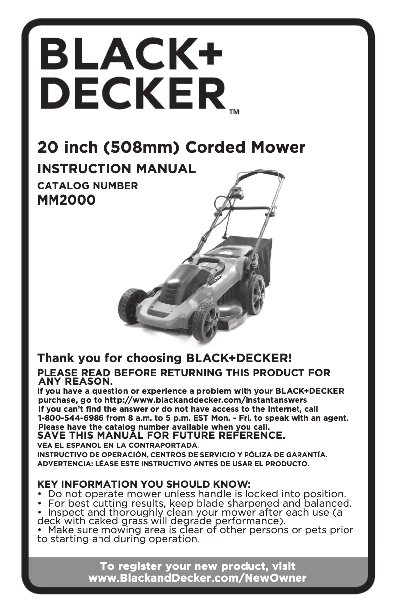 Page 1 de la notice Manuel utilisateur Black & Decker MM2000