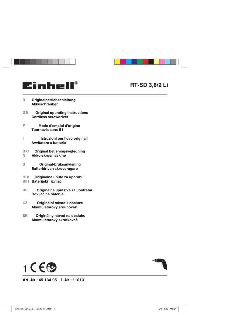 Page 1 de la notice Manuel utilisateur Einhell TE-SD 3,6 Li Kit