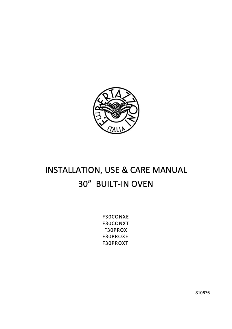 Page n°1 - Manuel utilisateur Bertazzoni F30PROXE