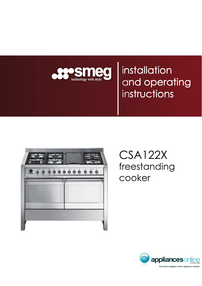 Page n°1 - Manuel utilisateur Smeg CSA122X