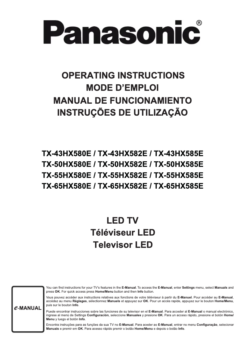 Page 1 de la notice Manuel utilisateur Panasonic TX-43HX580E