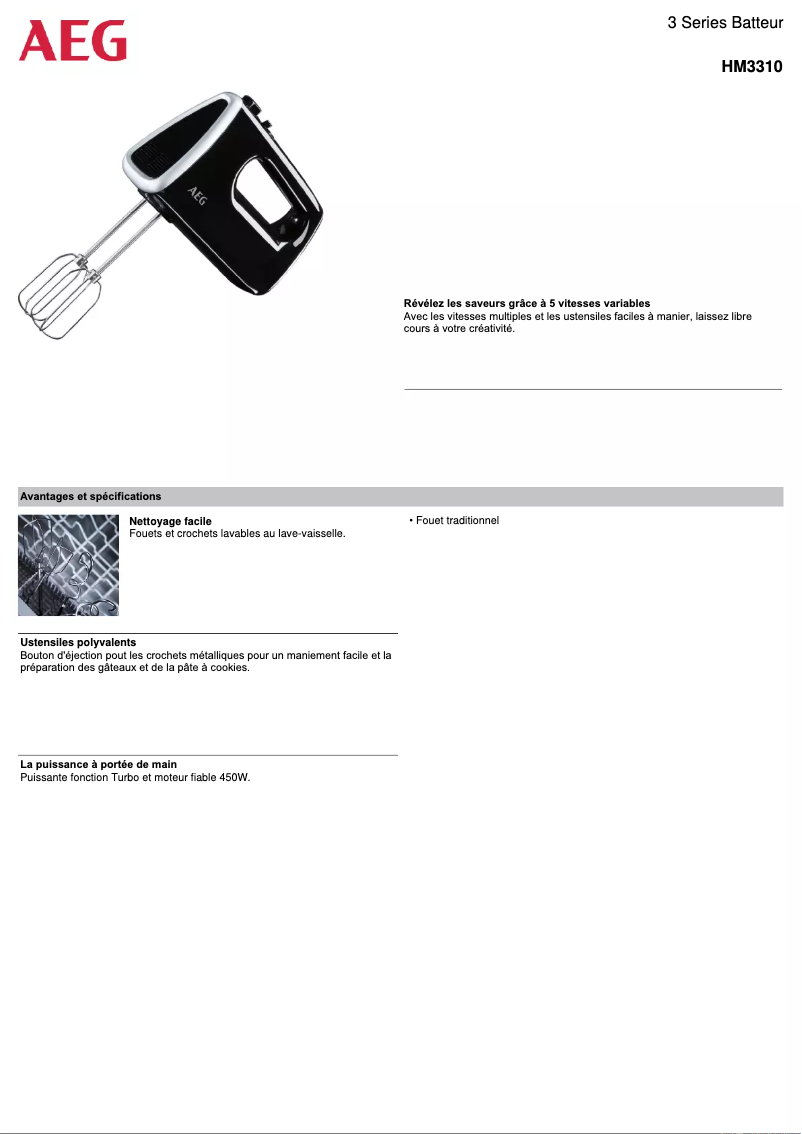 Image de la première page du manuel de l'appareil HM3310