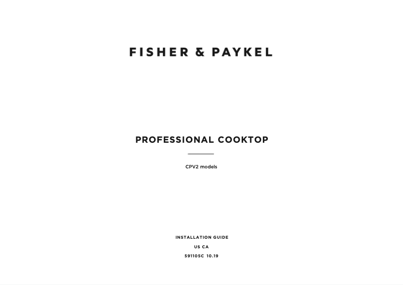 Page 1 de la notice Guide d'installation Fisher & Paykel CPV2-485GDL
