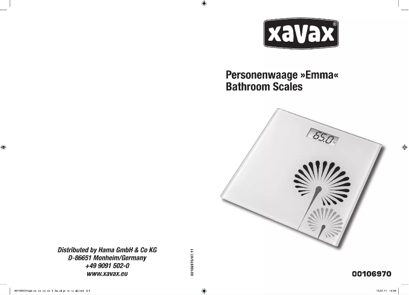 Page 1 de la notice Manuel utilisateur Xavax Emma 00106970