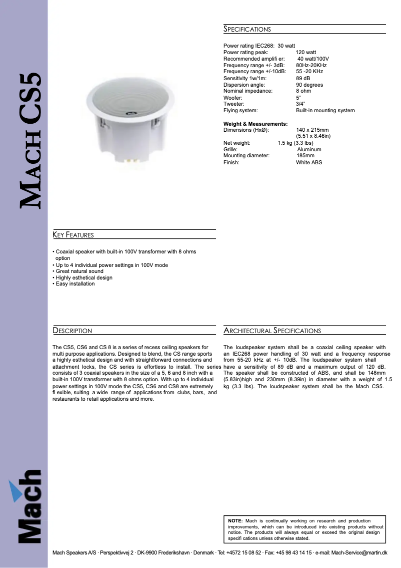 Image de la première page du manuel de l'appareil Mach CS5