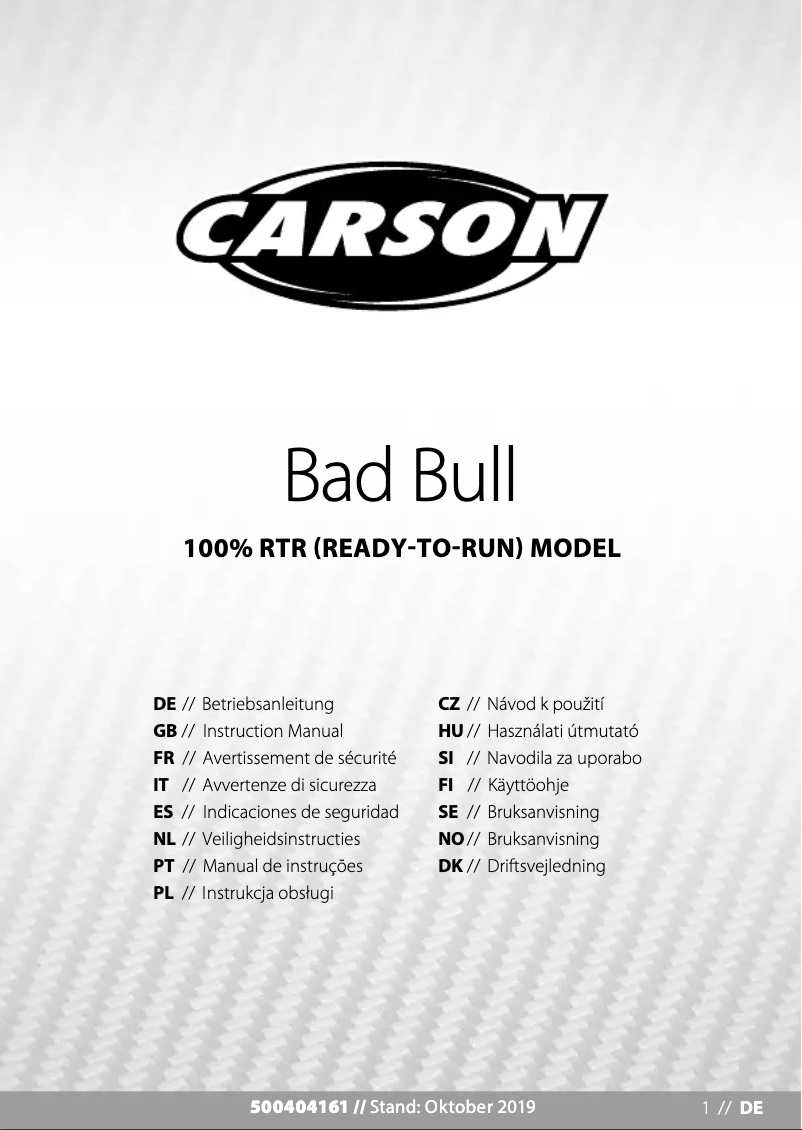 Page 1 de la notice Manuel utilisateur Carson Bad Bull