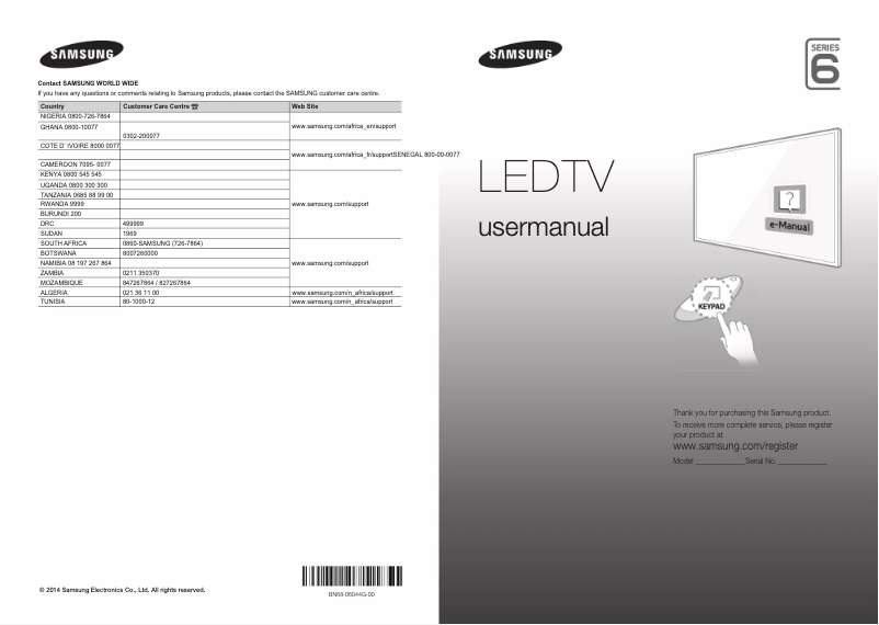 Page n°1 - Manuel utilisateur Samsung UA40H6400AW