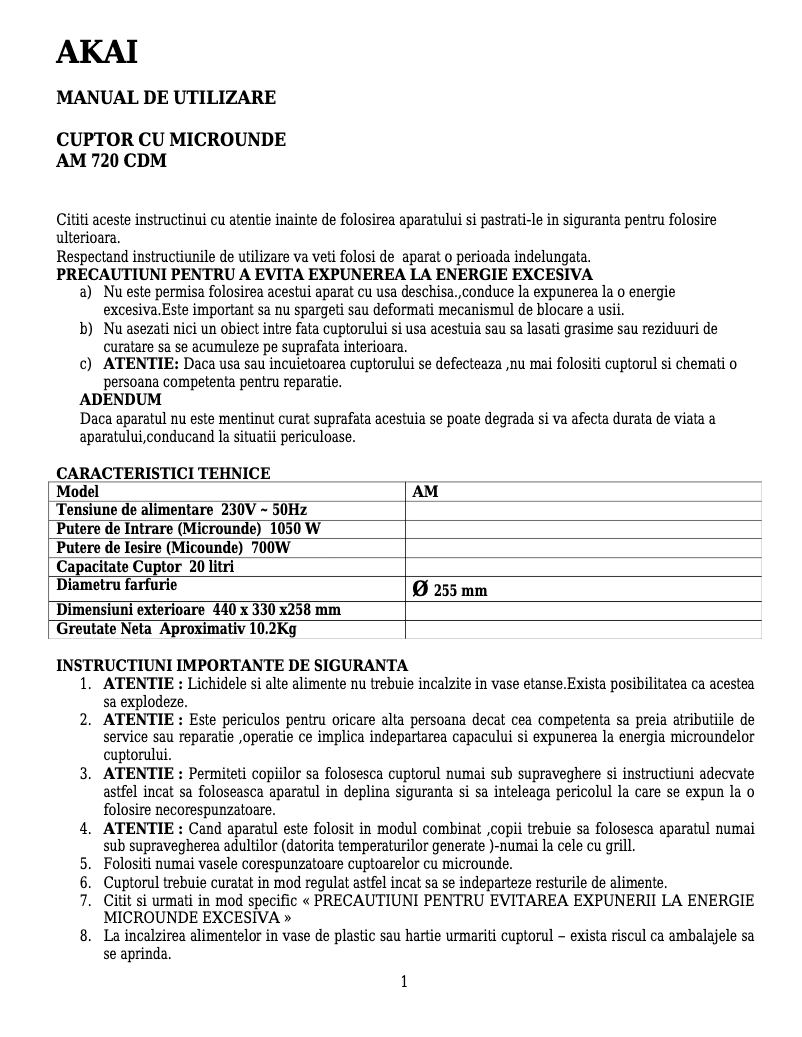 Image de la première page du manuel de l'appareil AM720CDM