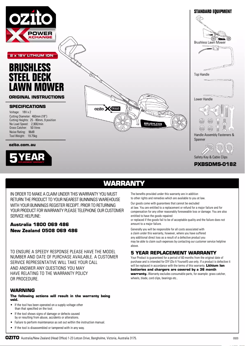 Página 1 del manual Manual de usuario Ozito PXBSDMK-4182