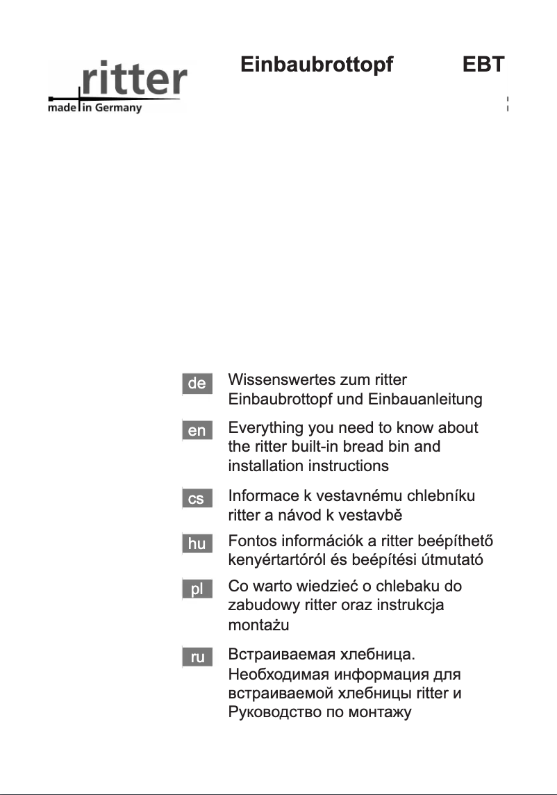 Page 1 de la notice Manuel utilisateur Ritter EBT