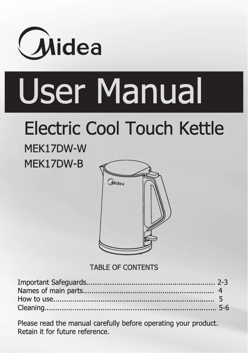 Image de la première page du manuel de l'appareil MEK17DW-B