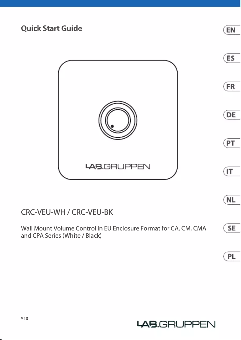 Page n°1 - Manuel utilisateur Lab Gruppen CRC-VEU-BK