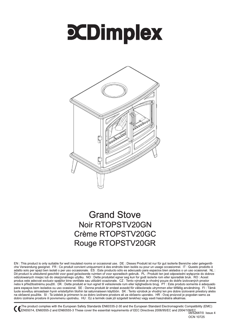 Page n°1 - Manuel utilisateur Dimplex RTOPSTV20GN