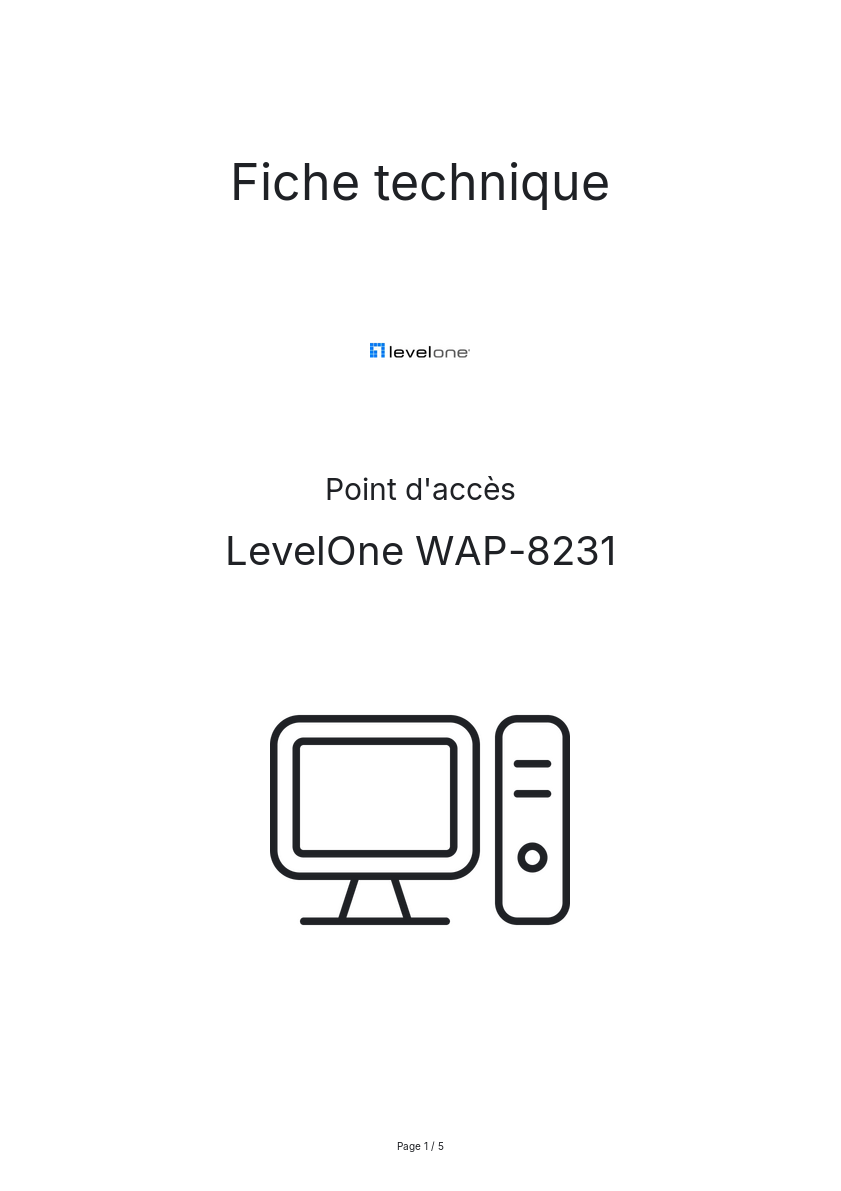 Page n°1 - Fiche technique LevelOne WAP-8231