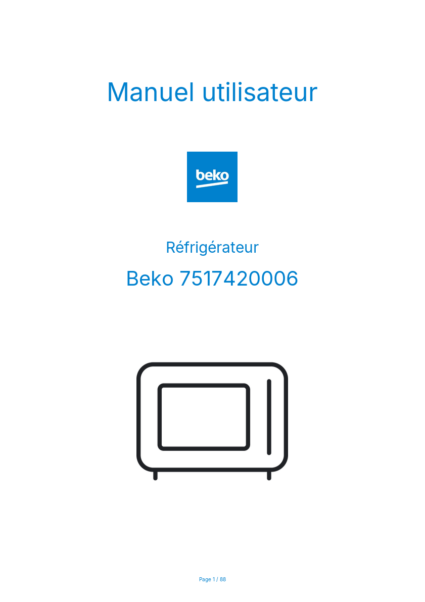 Page n°1 - Manuel utilisateur Beko 7517420006
