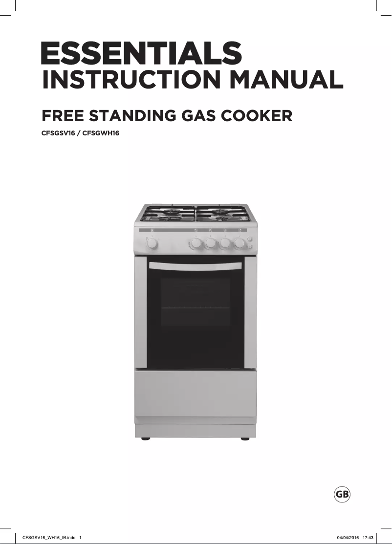 Page 1 de la notice Manuel utilisateur Currys Essentials CFSGWH16