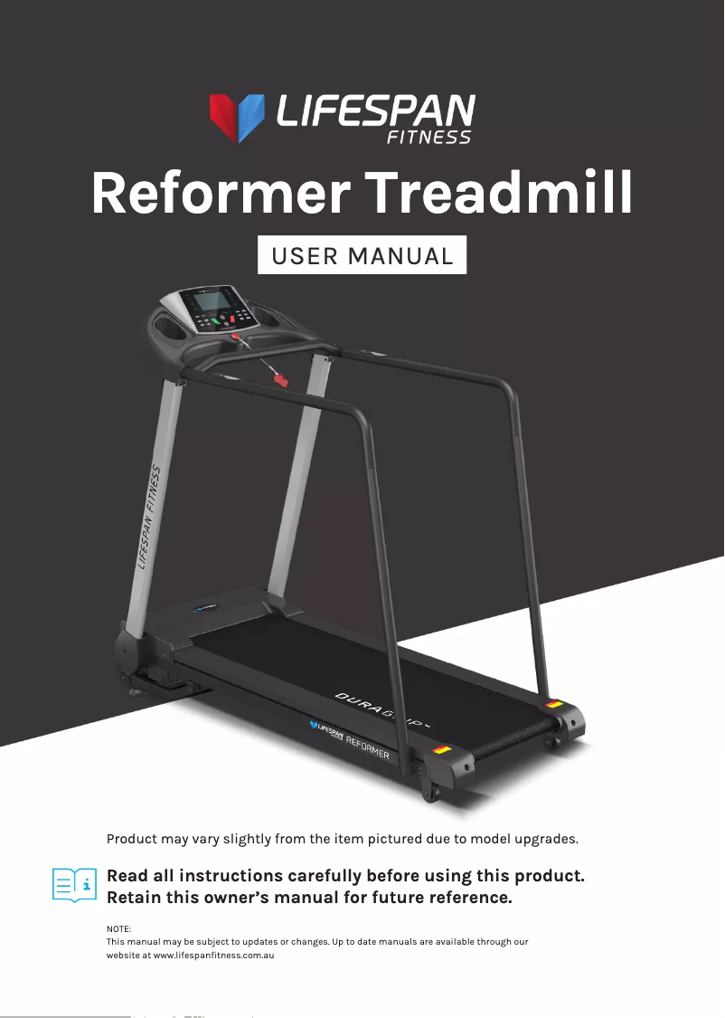 Page n°1 - Manuel utilisateur LifeSpan Reformer