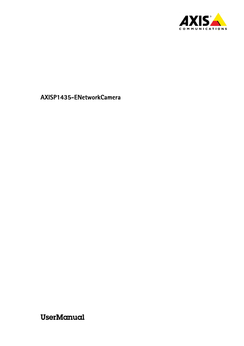 Page n°1 - Manuel utilisateur Axis P1435-E
