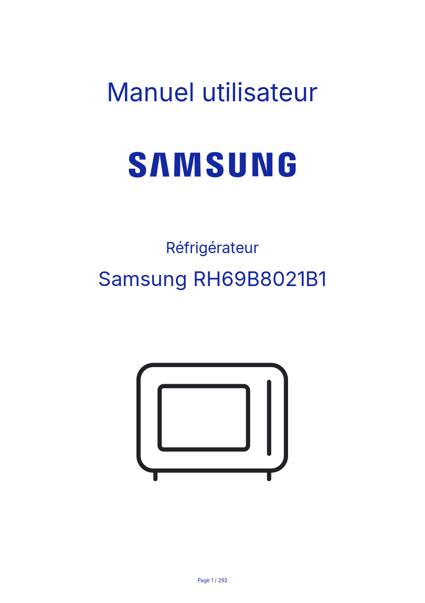 Image de la première page du manuel de l'appareil RH69B8021B1